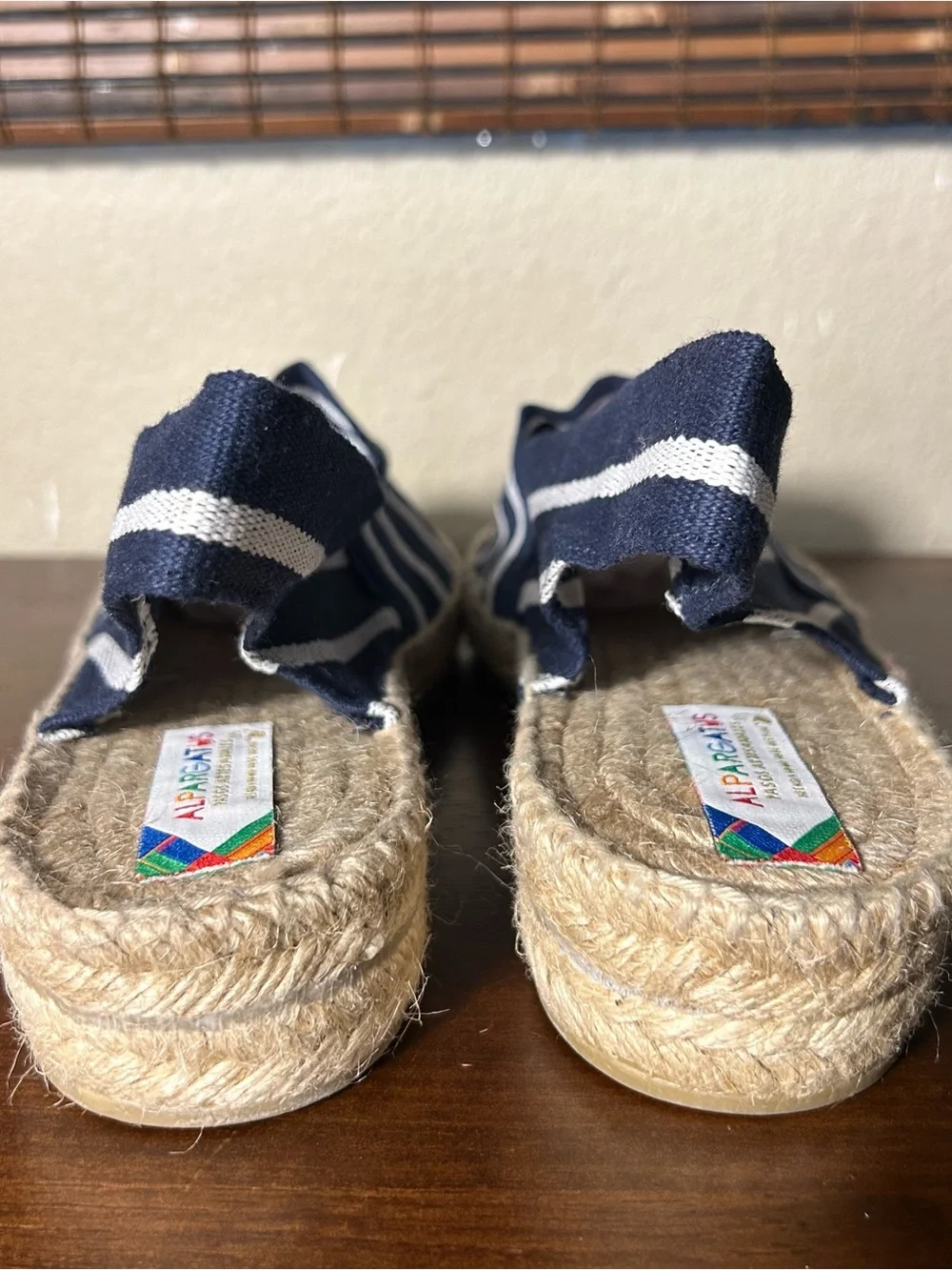 Alpargatus Shoes Size 41 US 10 Navy Stripe Espadrille Canvas Slingback